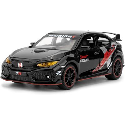 1/32 Carro de brinquedo para Honda Civic Type-R Diecast Toy Vehicle Metal Pull Back Modelo de carro com luz e som para crianças e adultos presente