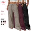2026 Women's Casual Wide-Leg Pants with Knot Waist and Textured Fabric