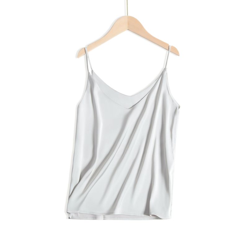 Silk Camisole for Women, V-Neck Spring/Summer Top, Trendy Base Layer, Stylish Acetate Outerwear Tank Top