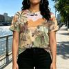 Women's Short Sleeve T-Shirt Versatile Round Neck,Korean Basic Style,Soft Comfy Fabric with Tropical Vibe,Ideal for Daily Casual & Short Trips