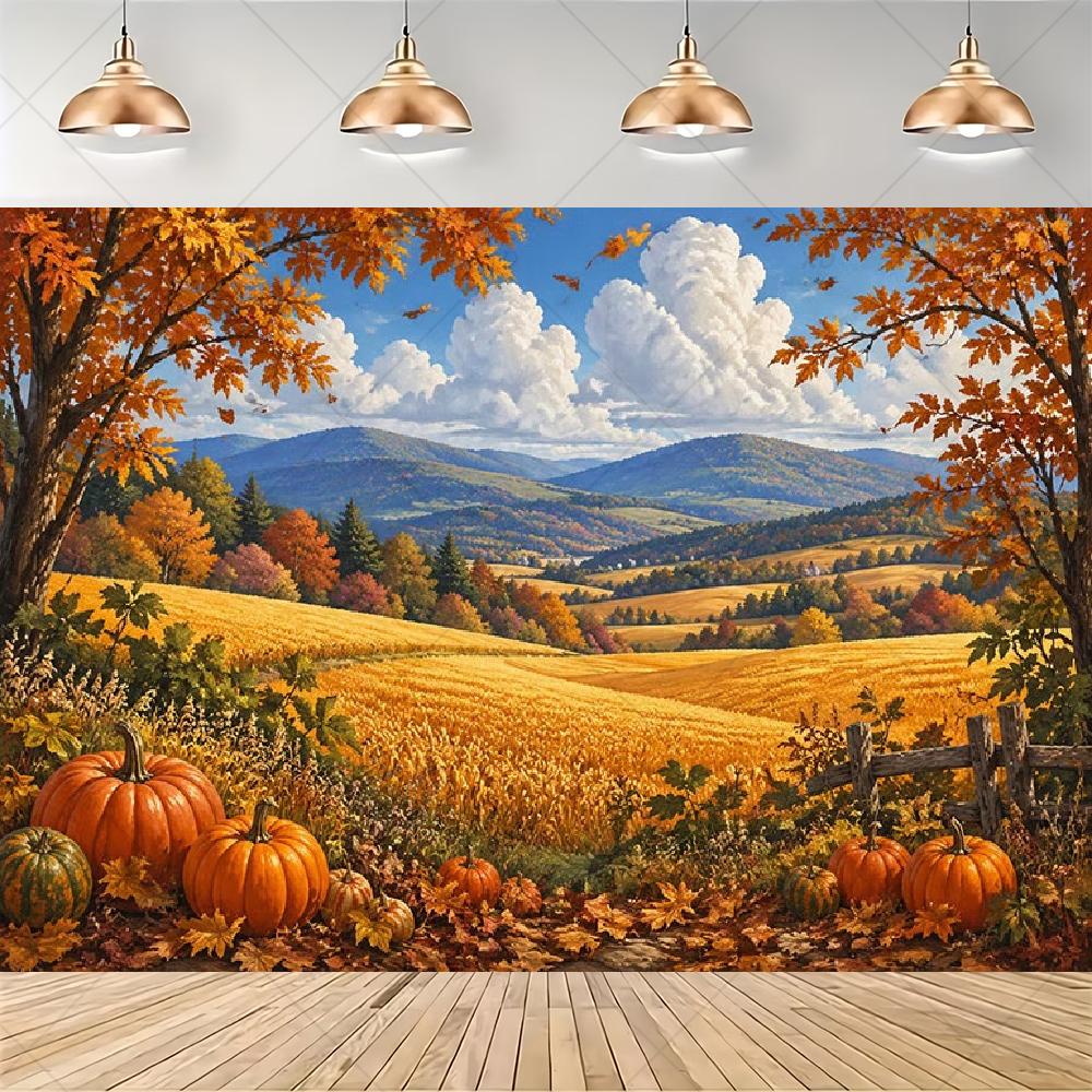 Autumn pumpkin themed backdrop, harvest festival decoration, baby shower background, photo booth backdrop4904