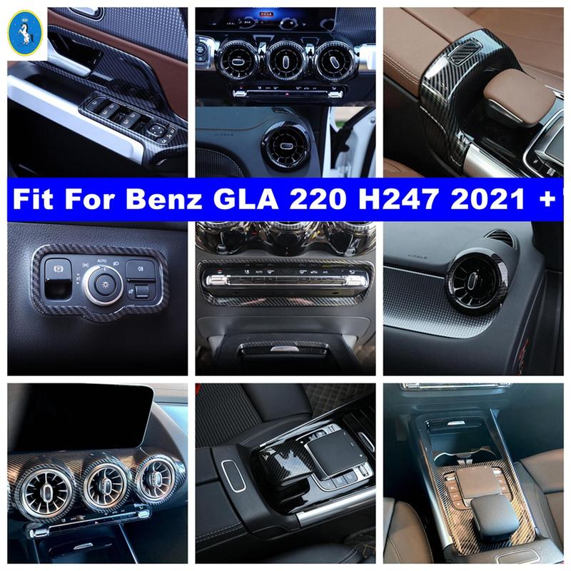 Lift Button Air AC Vent Gear Box Panel Cover Trim For Mercedes-Benz GLA 220 H247 - 2024 ABS Carbon Fiber Look Accessories
