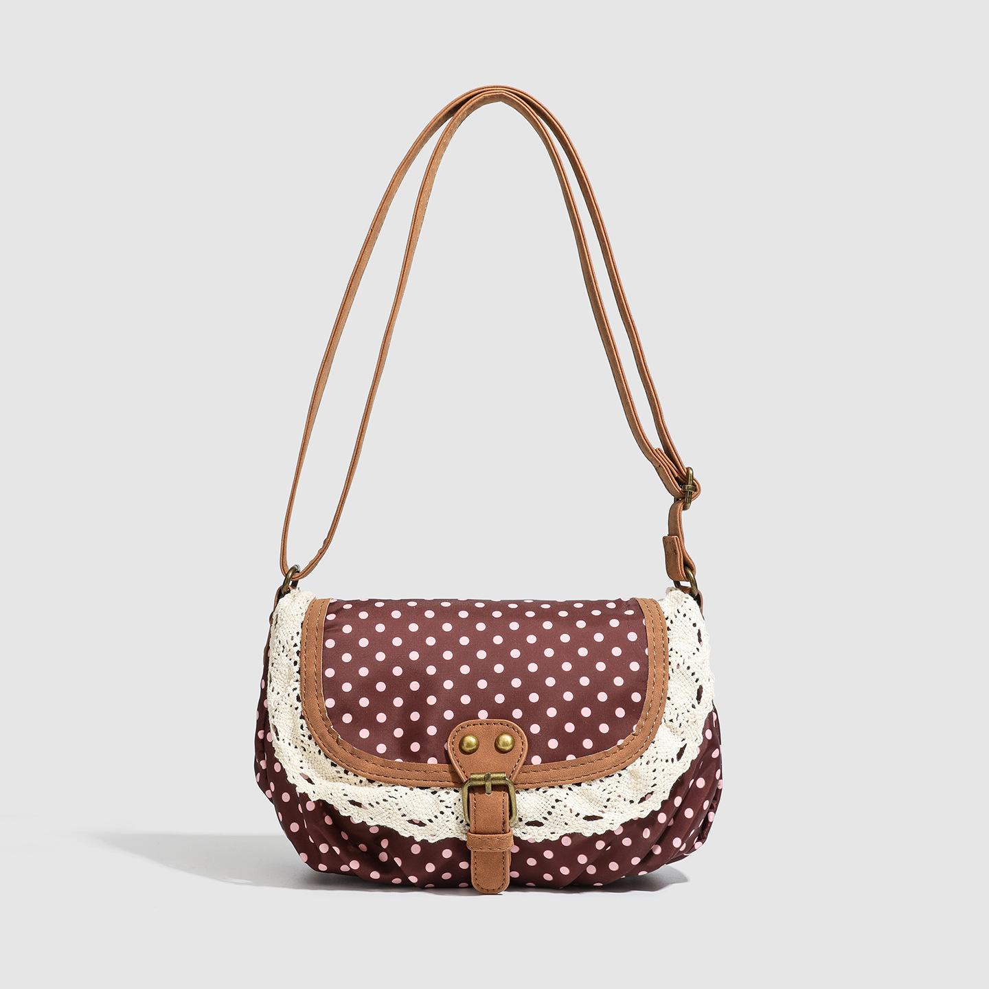 2025 новая корейская ретро винтажная сумка в горошек кружевная сумка из холста в горошек сумка через плечо сумка-мессенджер сумка женская