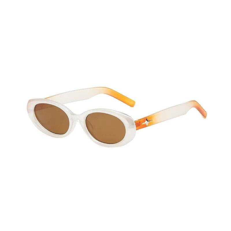 Gafas de sol ovaladas Vintage para mujer, nueva moda, montura de Color caramelo, gafas de protección UV400 de diseñador de lujo a la moda