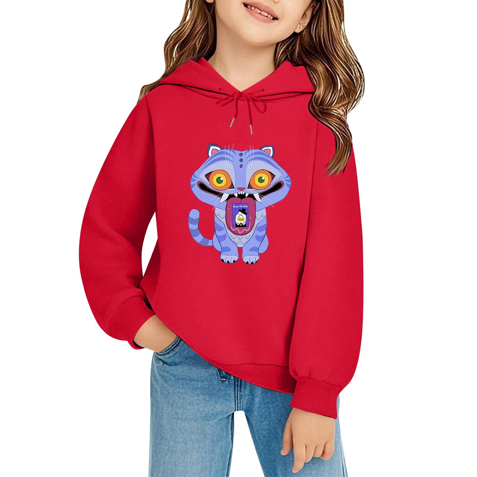 

Детский пуловер с длинным рукавом, свободного кроя, с принтом букв, капюшоном на шнурке 140 красный