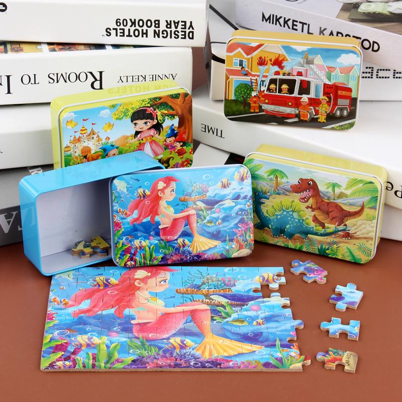 60-Piece Anime Cartoon Jigsaw Puzzle Tin Box for Ages 3-6