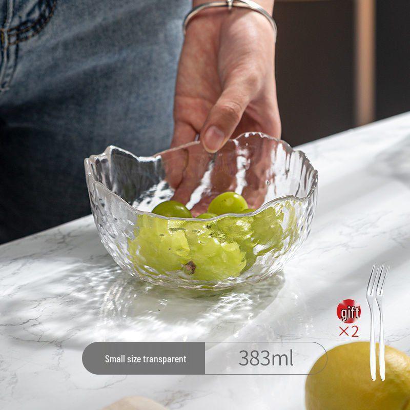 Japanese Gold Rimmed Glass Bowl - Transparent Fruit & Salad Bowl, Creative Household Dishware for Noodles and Cold Dishes.