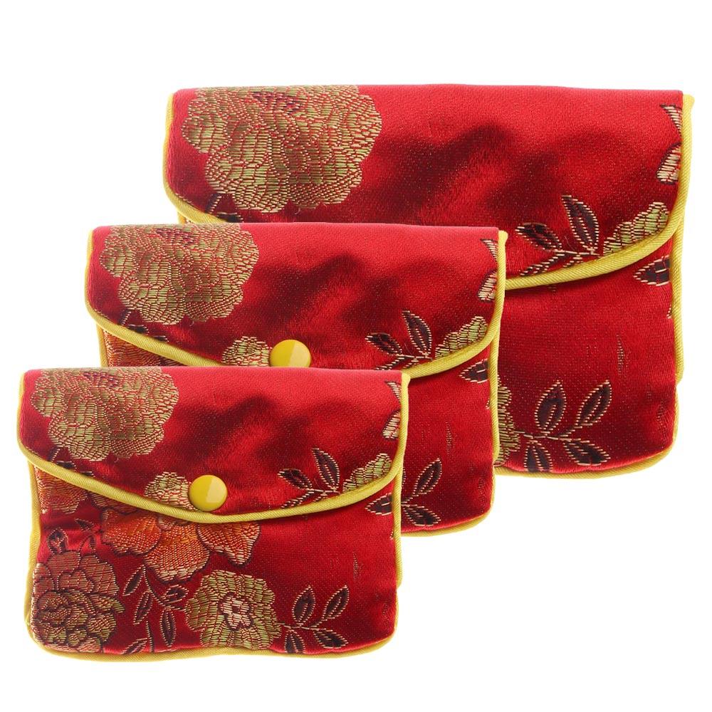 Floral Chinese Handmade Zipper Brocade Coin Purse Wallet Handbags Jewelery Storage Jewelery Bag
