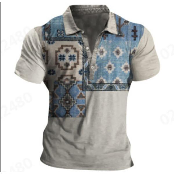 Independent Station Men'S Short Sleeve Polo Shirt 3D Digital Printing Casual Trend Lapel Shirt