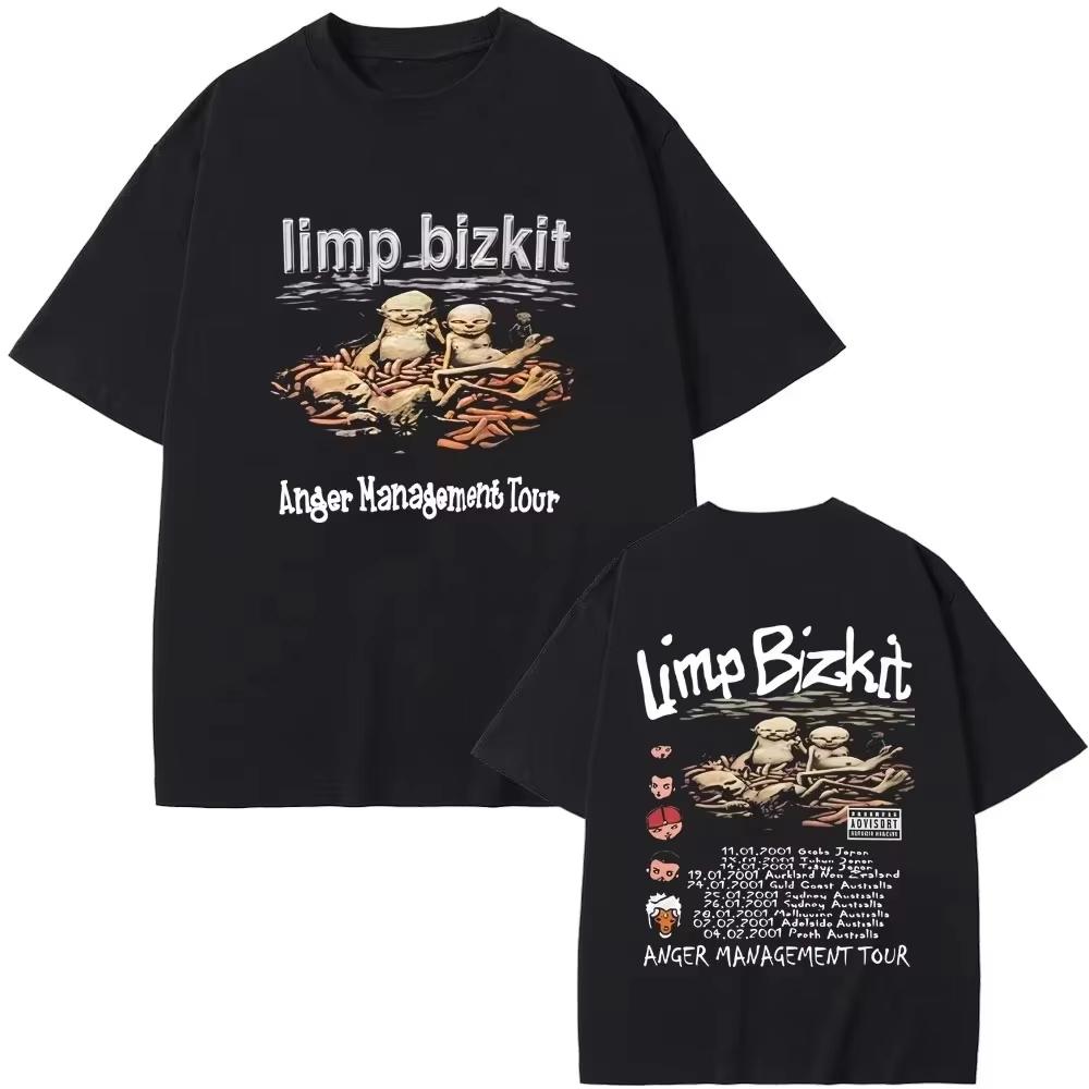T-shirt Limp Bizkit Anger Management Tour Estate 2026 Lavaggio Vintage Anni '90 Merch Band Rock Adatta Sia per Uomini che per Donne
