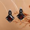 Simple design 925 Sterling silver clasp earrings Natural square 7.0mm garnet gemstones fine jewelry for women's engagement gifts