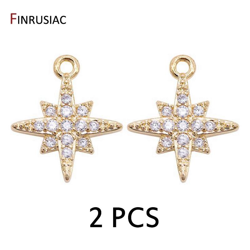 Gold Plated with Inlaid Zircon Small Star Charms Pendant For DIY Jewelry Making Handmade Bracelet Necklace Earrings Accessories