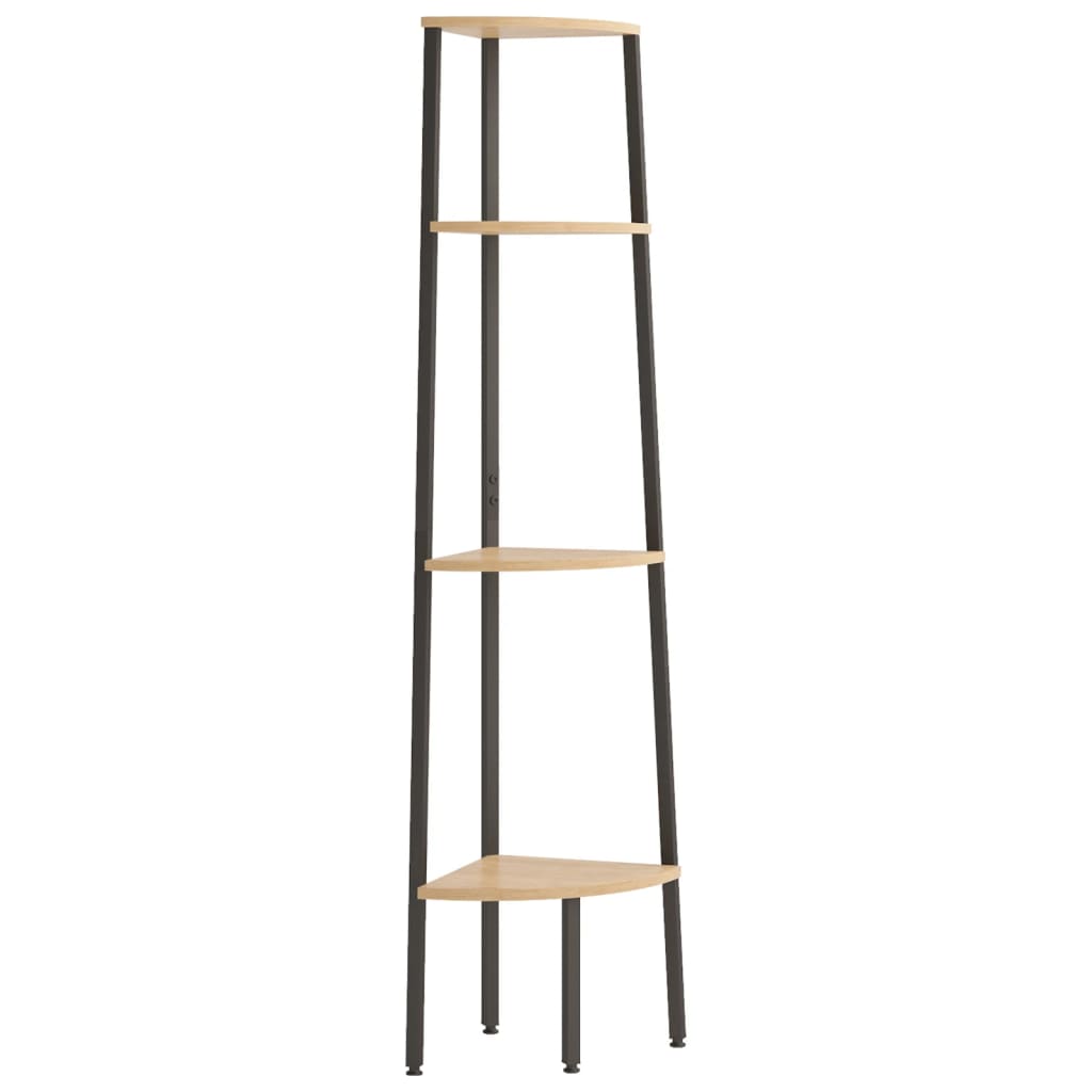 4 Tier Corner Shelf Light Brown and Black 45.5 X 31.5 X 150 Cm