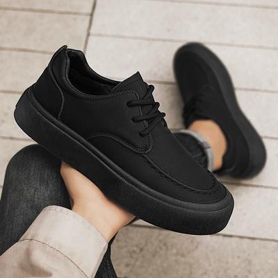Fashion Height Increasing Black Man Casual Shoe Round Toe On Sale Summer Adults Fashion 2025 Designer Size 44 Pu Leather Shoes for Men