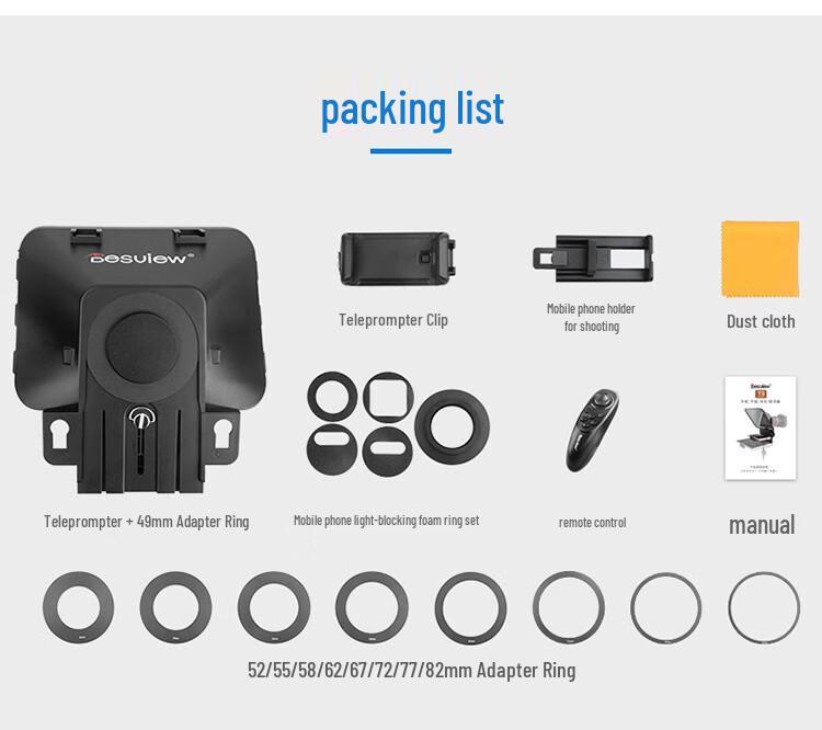 Baisiyue T3 Teleprompter for Mobile & DSLR Cameras - Perfect for Douyin Live Streaming and Video Interviews