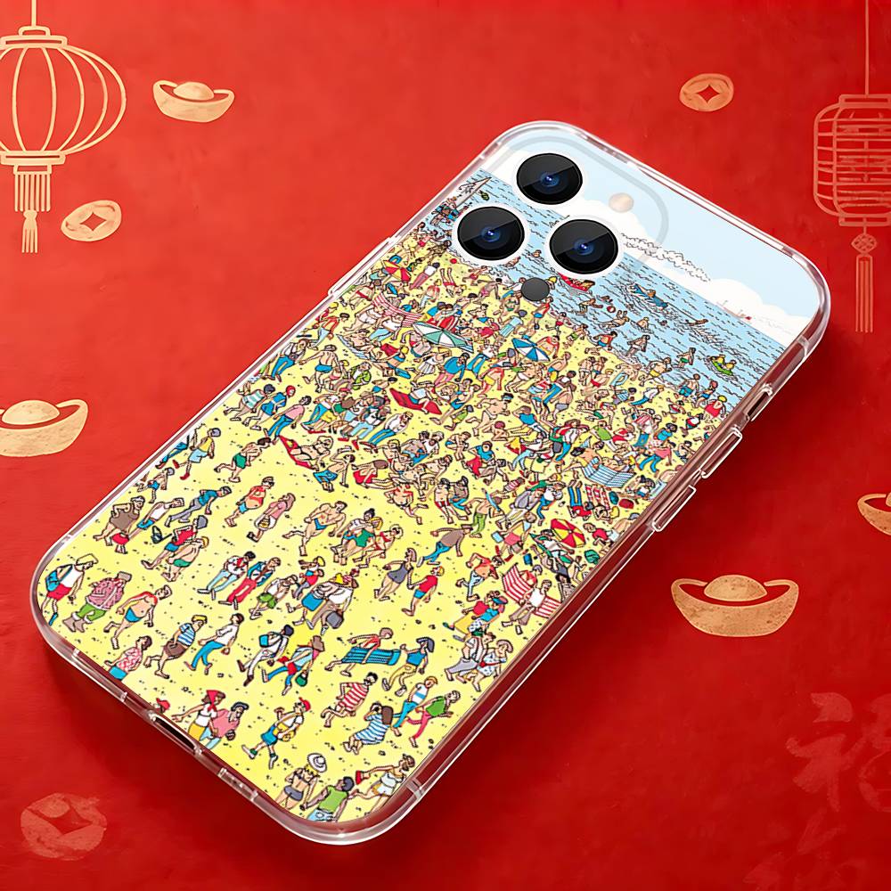 

Game Wheres W-WallyS Waldo Phone Case for iPhone 16 15 14 13 12 11 17 Plus Pro Max X XR XS Max Soft Clear Tpu iPhone13PROMAX