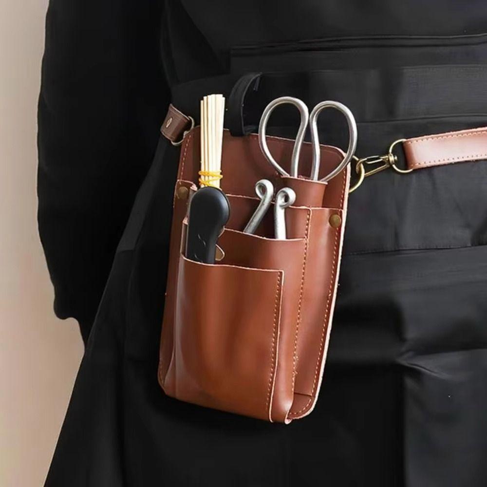 

Heavy Duty Leather Garden Tool Belt Multi-layer Electrician Tool Pouch Builder коричневий
