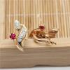 585 Purple Gold Crystal Earrings for Women Creatively Inlaid Red Gem Stud Earings Fashion Plated 14K Rose Gold Jewelry
