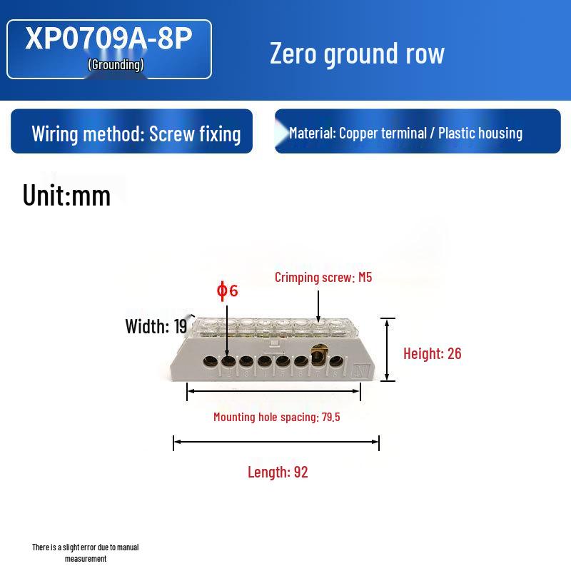 XP0709A White Transparent Cover Copper Terminal Blocks for Neutral and Grounding