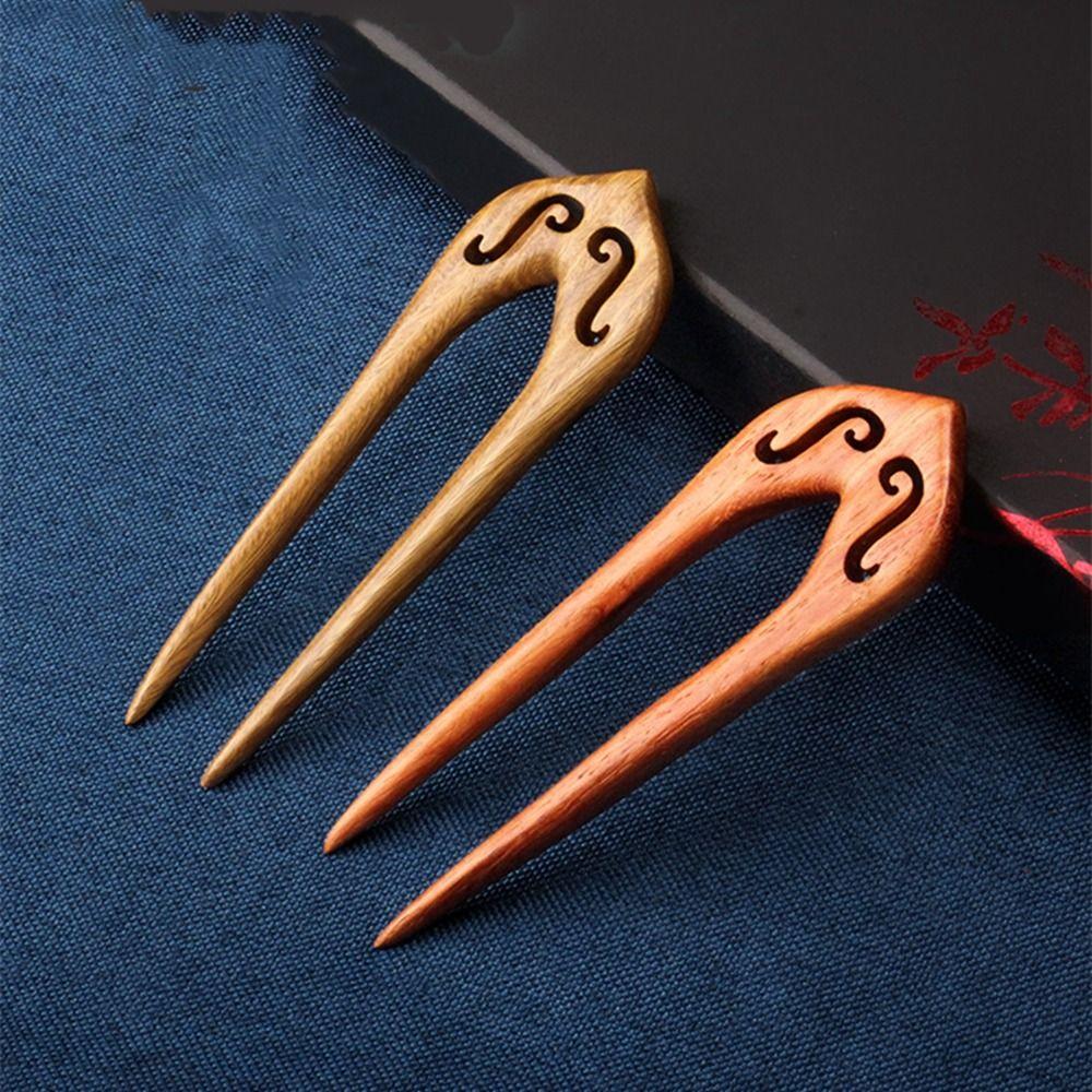 Headwear Hair Comb Clip U Shape Hairpin Chinese Style Headwear Hanfu Hair Sticks Wooden Hairpin