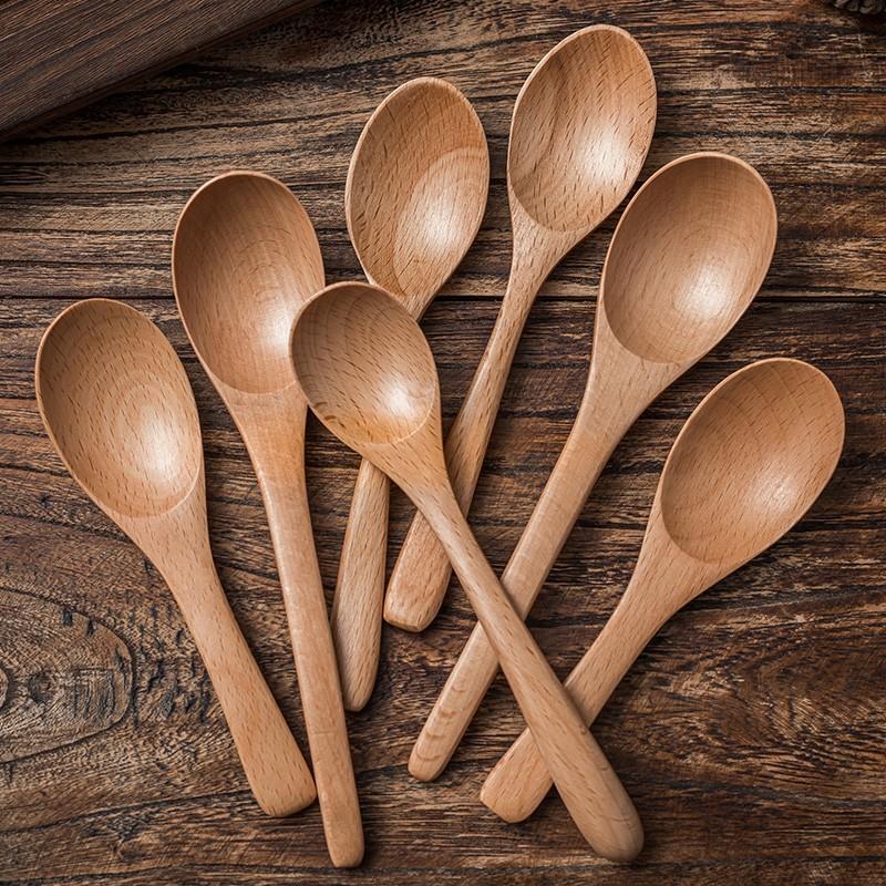 Japanese Wooden Spoon Long Handle Spoon Afternoon Tea Coffee Dessert Spoon Honey Spoon Log Spoon High Value