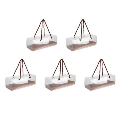 5 db Tortadoboz Csomagolás Hordozható Tok Desszerttartó Sütemény Barna Csomagolás