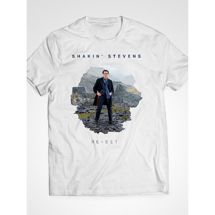 RE-SET Short Sleeve T-Shirt - White Round Neck Casual Shirt with Iconic Shakin Stevens Print, Machine Washable Suitable for - Wear, Iconic Iconic for S белый