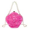 2025 Luxury Women Acrylic 3D Rose Flower Evening Bag Brand Pearl Handle Bridal Banquet Clutch Bag Wedding Handbags Crossbody Bag