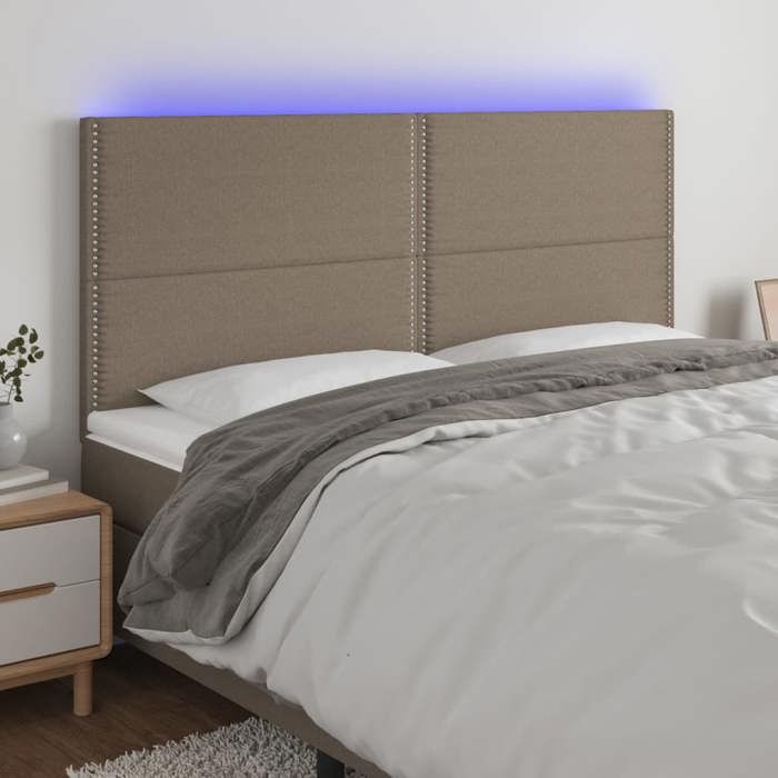 VidaXL LED Headboard Bedroom Furniture Double Bed Accessory Head of Bed Frame Interior Taupe 3122302