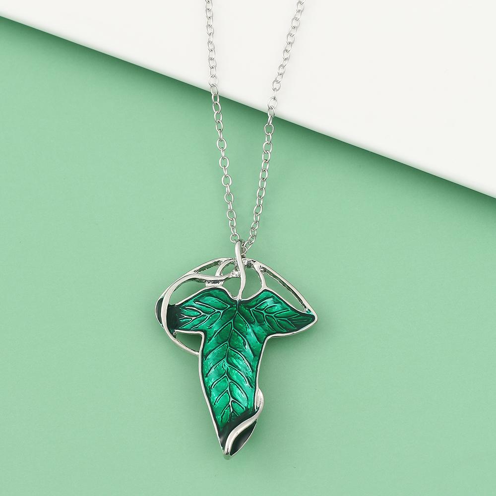 Arwen Evenstar Green Leaf Pendant Necklace for Women Elf Princess Jewelry Present Movie the Lord of the Rings Twilight Star Design