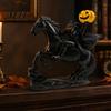 Vintage Tabletop Statue Headless Horseman with Pumpkin, Horror Knight Holding Pumpkin Collectible Art Ornament Ornament, Halloween Horse Sculpture