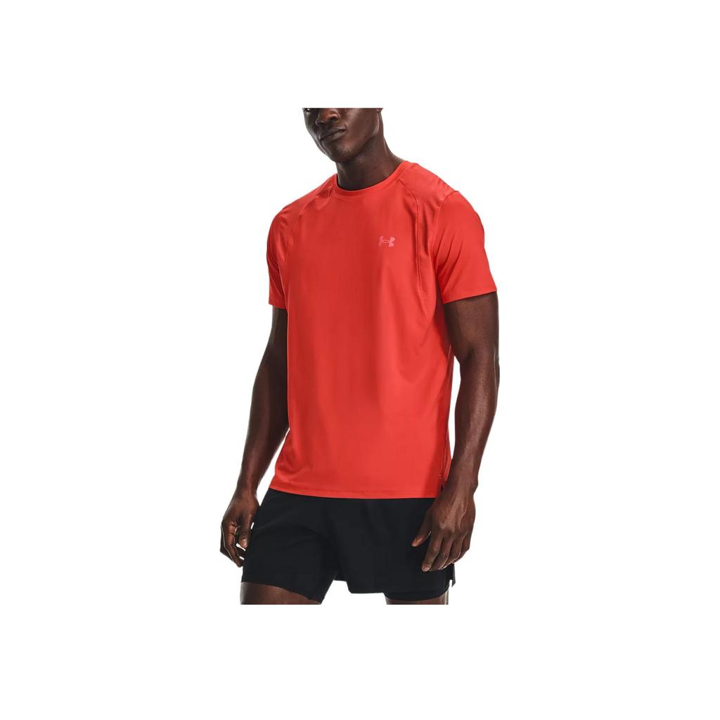 Under Armour Logo Print Solid Color Running Crew Neck Short Sleeve T-Shirt Men Tops Orange 1361928-860
