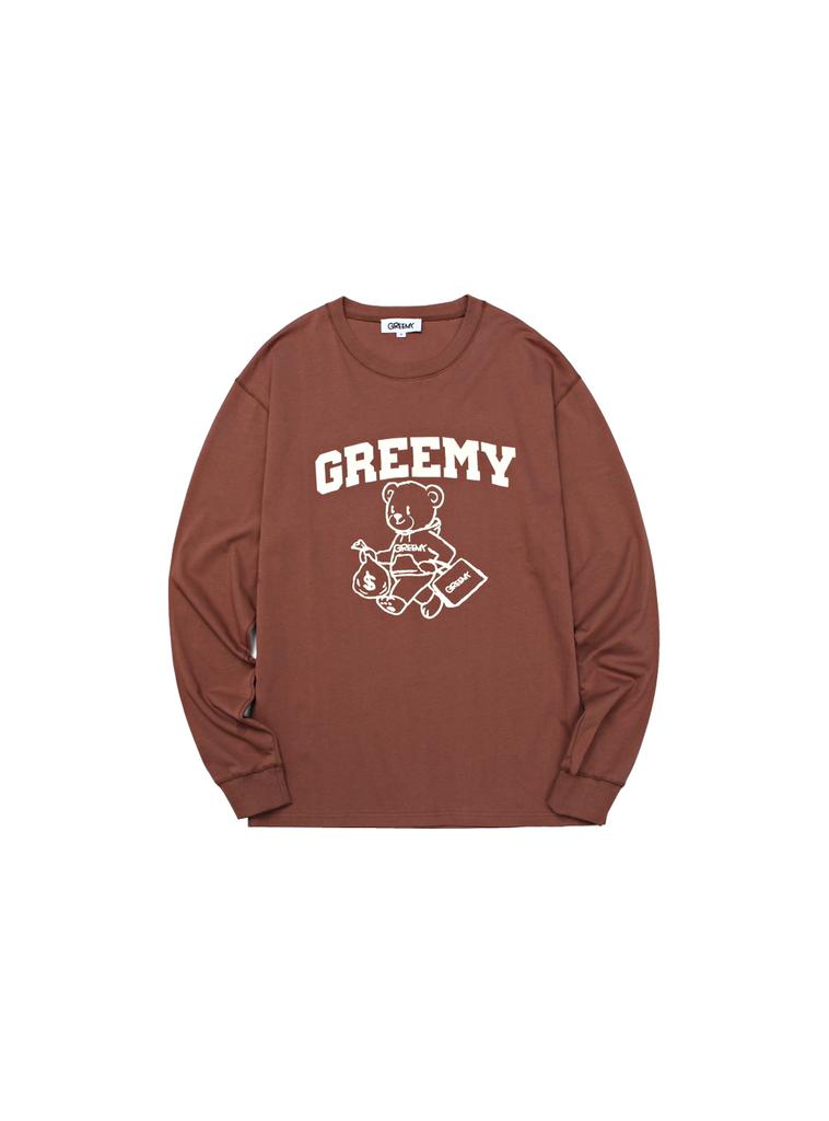 GREEMY Bear Long Sleeve T-Shirts(Brown)