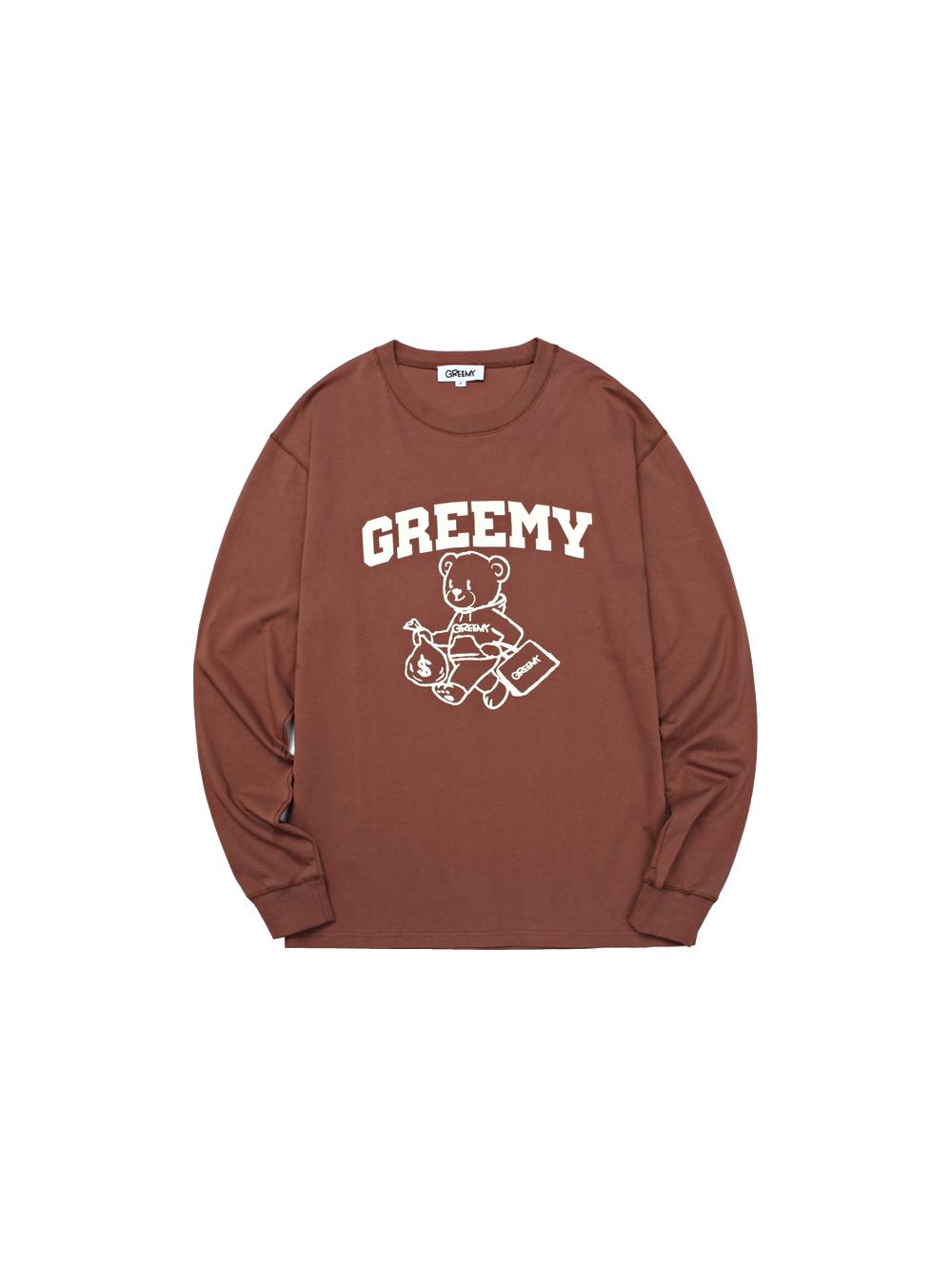 Grimi Bear Long Sleeve T-Shirts(Brown) S