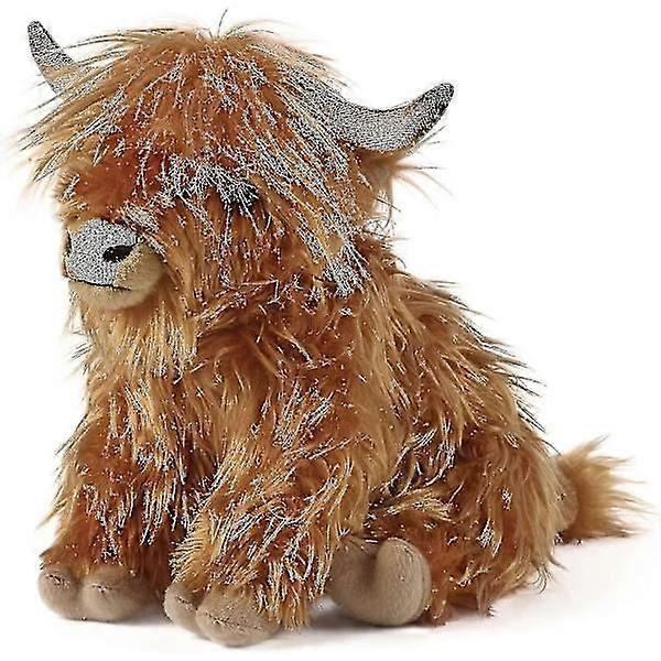 Brown Highland Cow, Realistic Soft Cuddly Toy Animal, Natural Eco-Friendly Plush, 25 cm