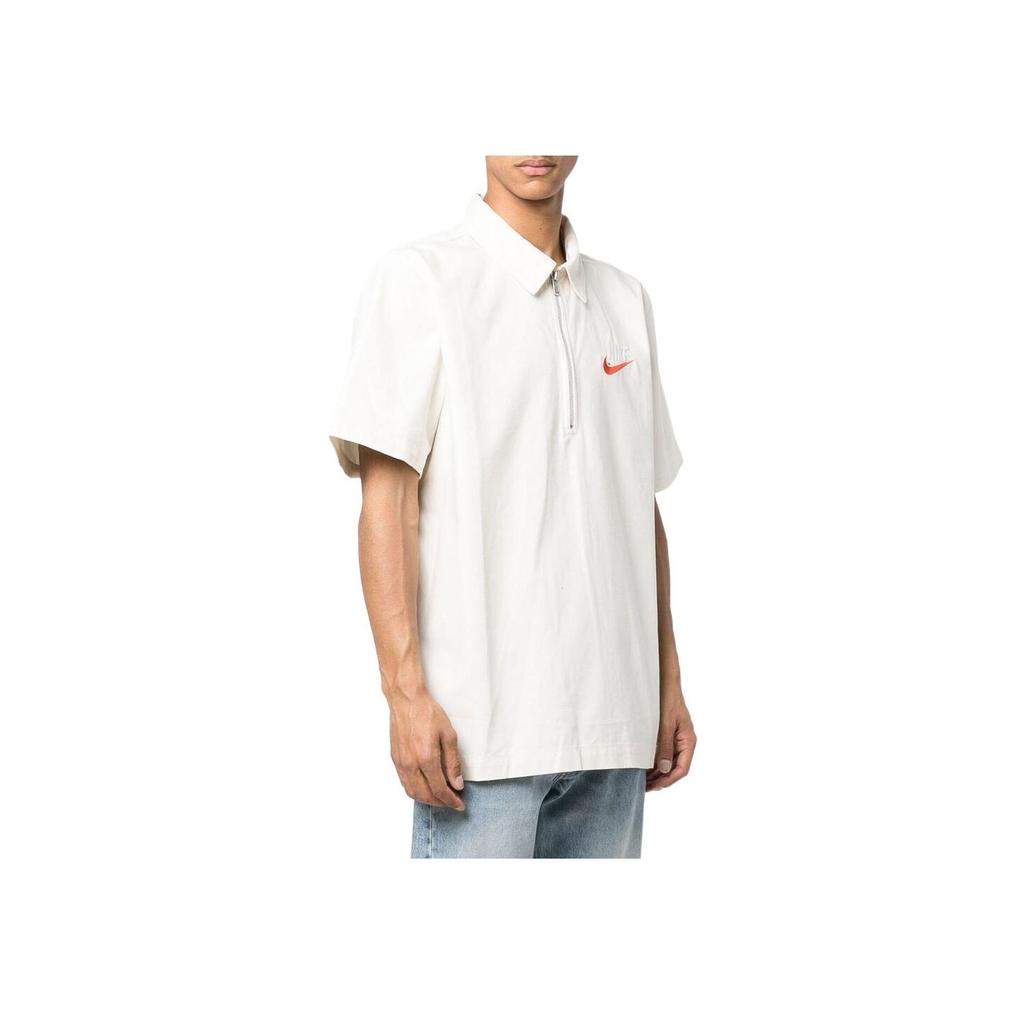 Nike Solid Embroidered Logo Half-Zip Short Sleeve Polo Men Tops White DM5283-030