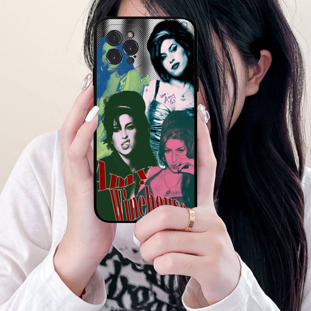 Schöne Frau A-Amy W-Winehouse Handyhülle Für Iphone 16 15 17 13 14 12 11 Pro Max Plus Schwarze Hülle Cover Case