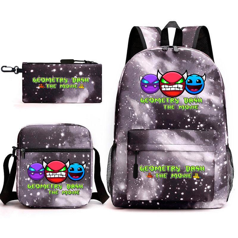 Geometry Sprint Game Backpack Geometry Dash Heat Transfer Backpack Elementary School Bag Leisure Bag