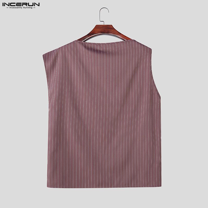 INCERUN Two Pieces Sets Men Casual Sleeveless Striped Tank Tops and Long Pants Trousers Outfits
