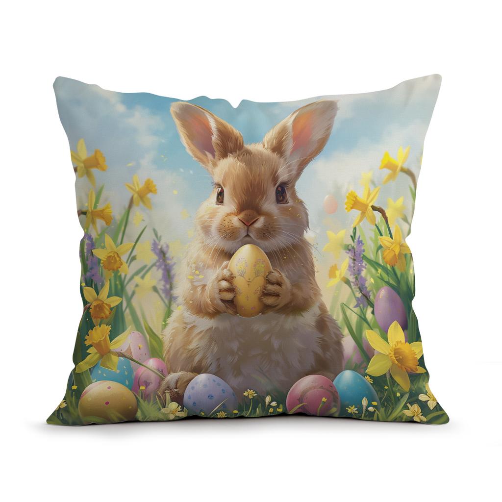 Easter Themed Flowers Cushions Pillowcase Polyester Cushion Cover Throw Pillow Pillowcover Home Car Sofa Decor