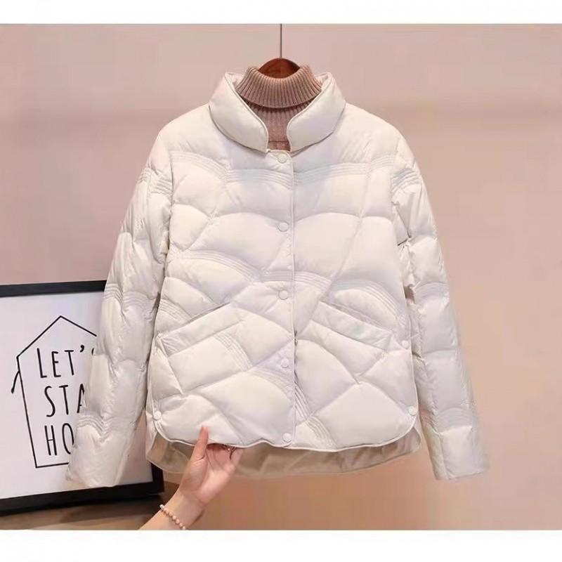 Womens Lightweight Short Down Jacket Winter White Duck Puffer Coat Slim Fit Casual Chic Outerwear