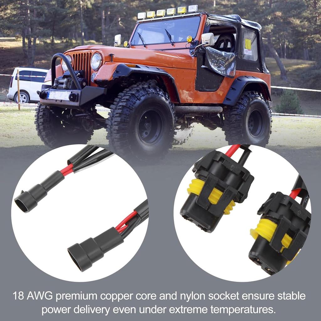 9005 9006 Male to Female Headlight Splitter Harness - Dual Output Wiring Adapter Kit for Truck LED Headlamp Retrofit