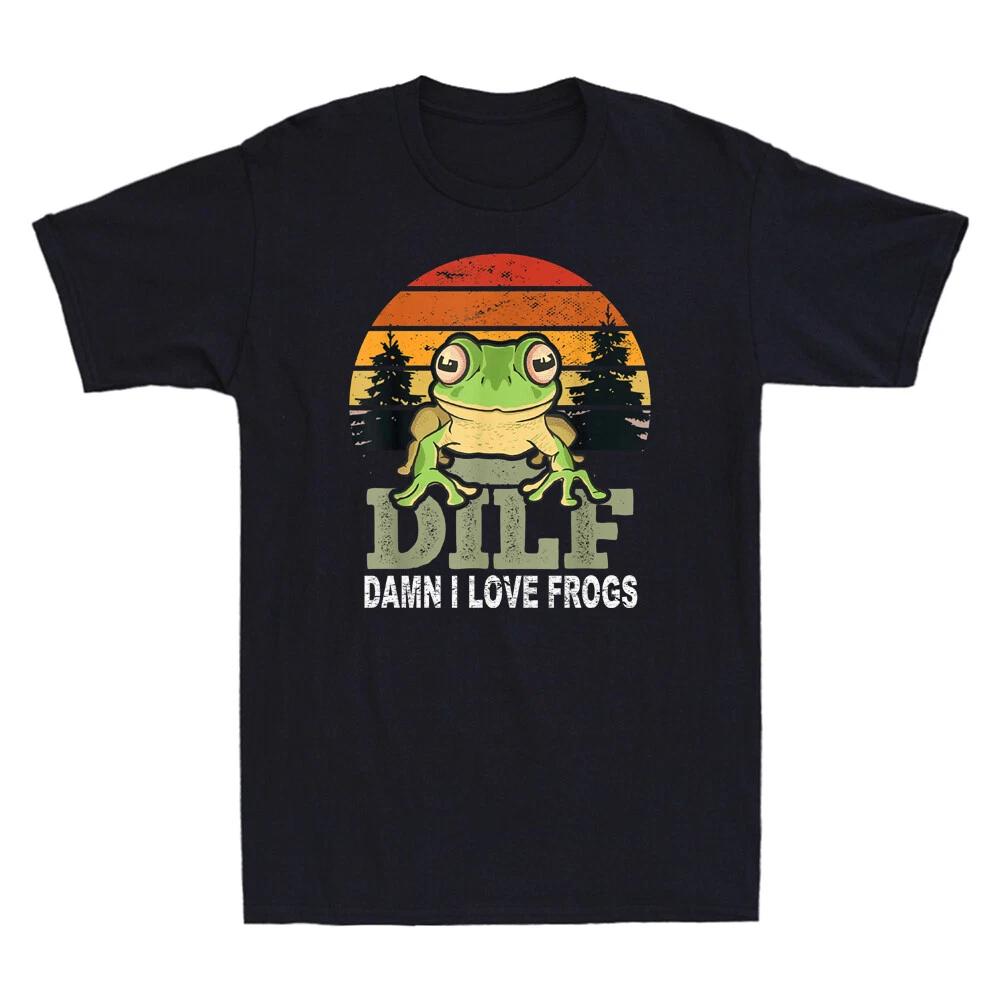 DILF Damn I Love Frogs Funny Retro Cute Frog Humor Saying Vintage Men s T-Shirt XXXXL