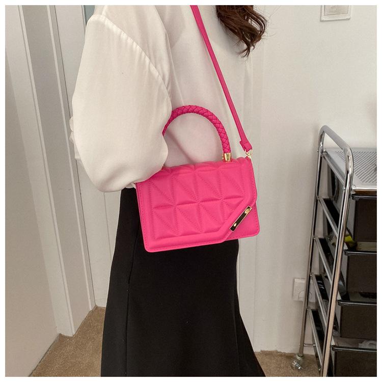 New Fashion Rhombus Quilted Faux Leather Shoulder Bag for Women Korean Style Chain Crossbody Square Purse