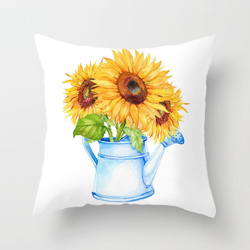 45x45cm Sunflower Print Cushion Cover Plant Landscape Pillowcase Decoration Pillow Cover For Living Room Bedroom Chair Decor