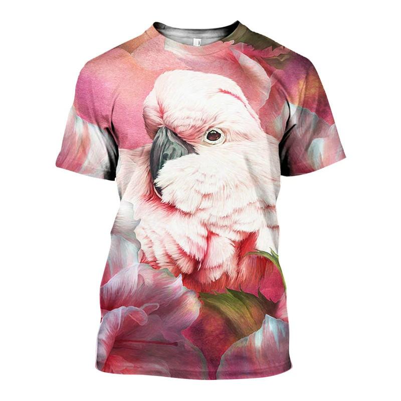 Parrot Figure 3D Printed T-shirts Summer Fashion Cool Short Sleeved Harajuku Style Street Casual Men's and Women's Unisex T-shirts