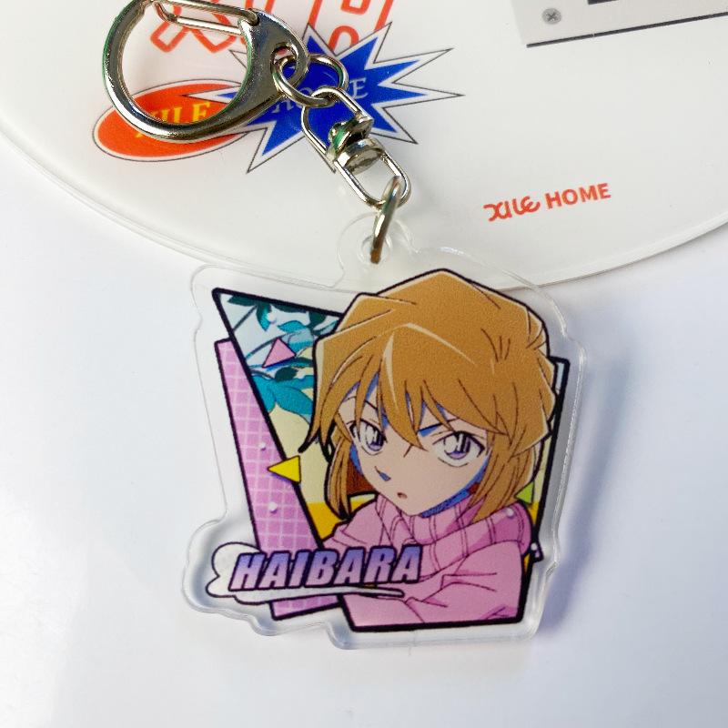6pcs Detective Conan Anime Acrylic Keychain Conan Rachel Jimmy Decorative Pendant Keyring Accessories Gift