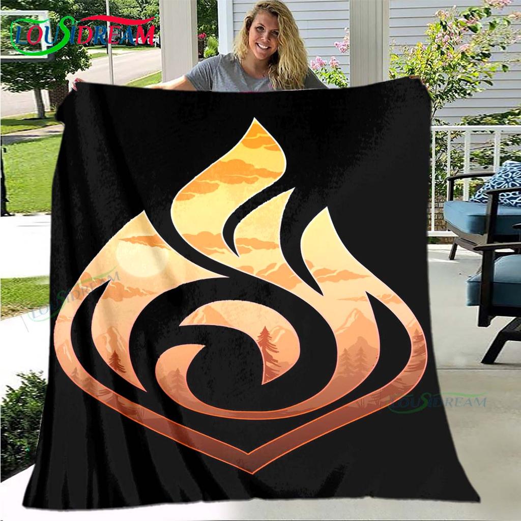 Hot Genshin Impact Runes Pattern Blanket Flannel Thin Blanket Portable Home Travel Office Lunch Break Blanket Birthday Gift