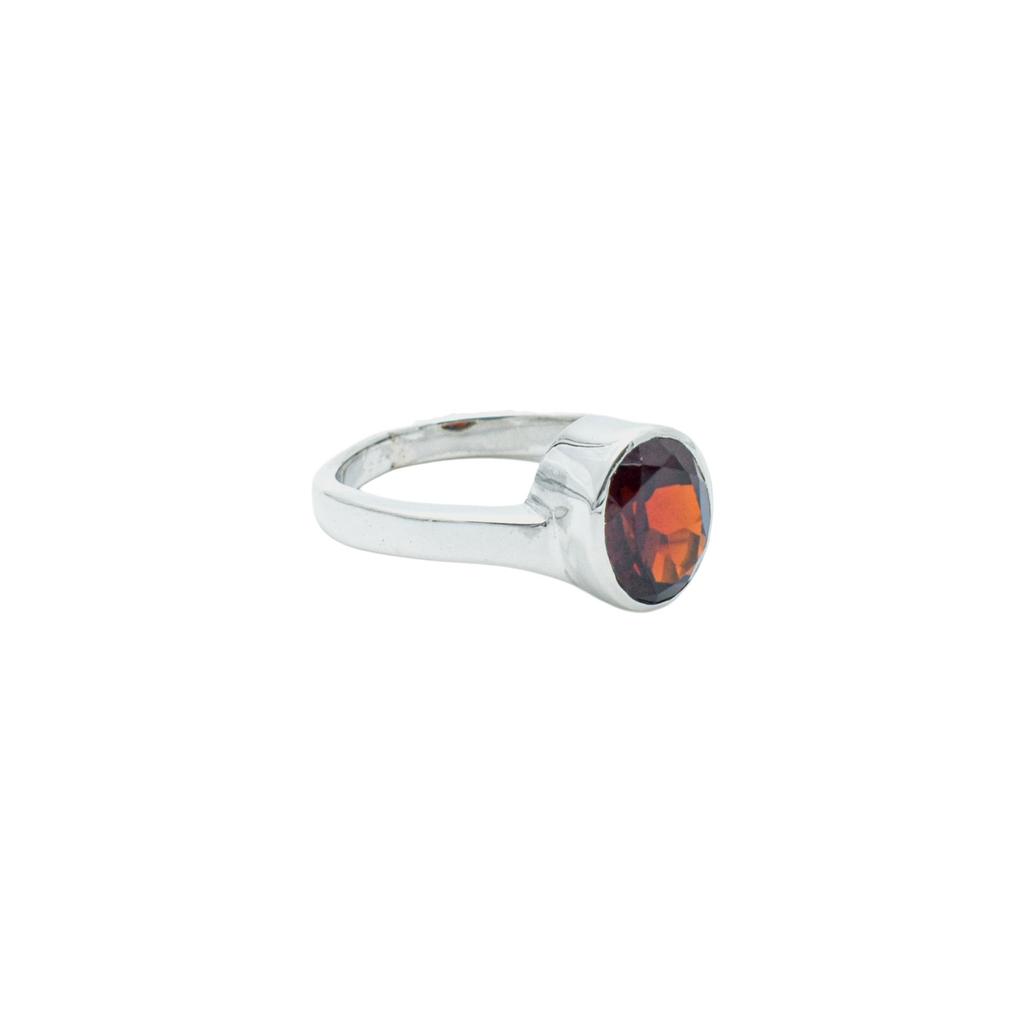 Minimalist Garnet Ring: 925 Sterling Silver Birthstone