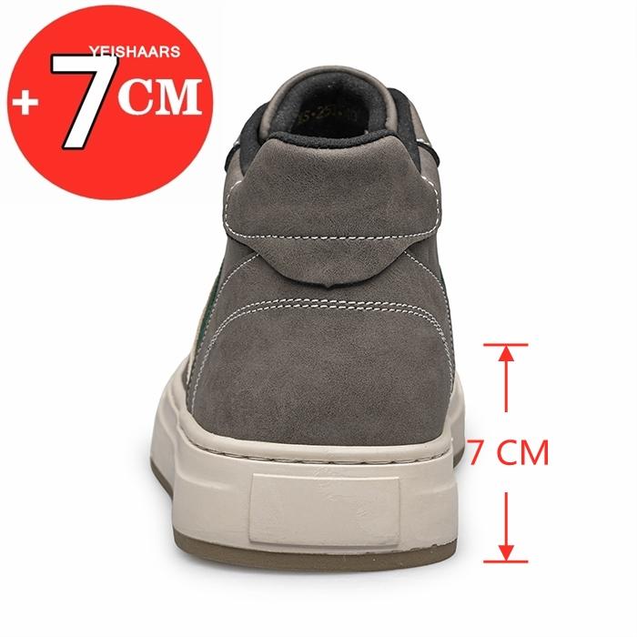 Fashion Man Genuine Leather Elevator Shoes High-top Casual Shoes Fashion Lift Sneakers 7cm Insole Height Increased Shoes Sports Taller